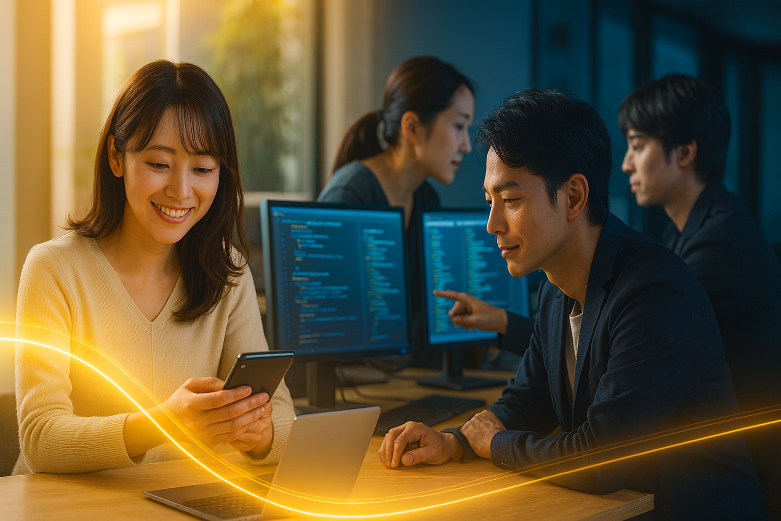 サラシステムズのメンバーがクライアントと協力してプロジェクトを進めている様子